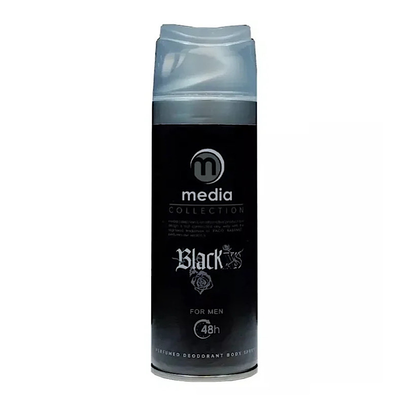 اسپری بدن مدیا مدل Black XS مناسب آقایان حجم 200 میلی لیتر